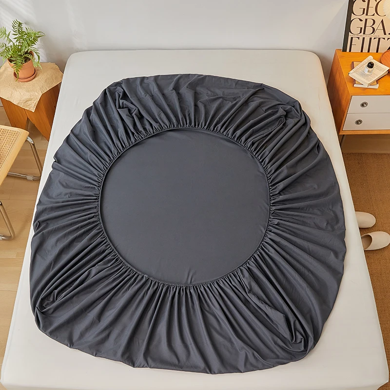 Cotton Fitted Sheet with Elastic Bands Non Slip Adjustable Mattress Covers for Single Double King Queen Bed 140/160/180/200cm