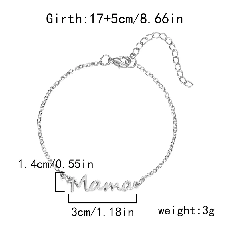 Simple Letter Mama Charm Bracelet for Women Metal 3 Colors Double Layer Chain Bangle Fashion Jewelry Mother Day Wrist Gift