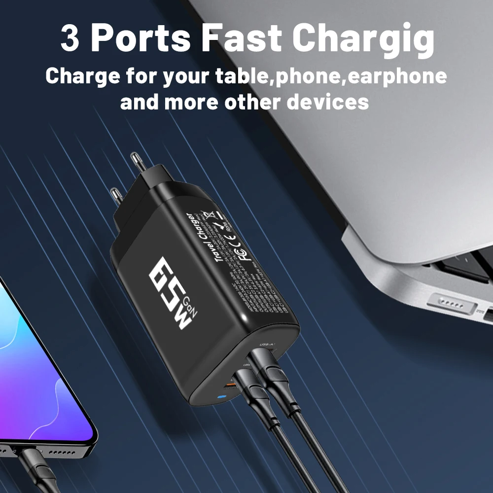 85W GaN USB Type C Charger QC3.0 Quick Charge PPS PD 65W 30W Fast Charging For iPhone 15 14 Pro MacBook Laptop Ipad Samsung