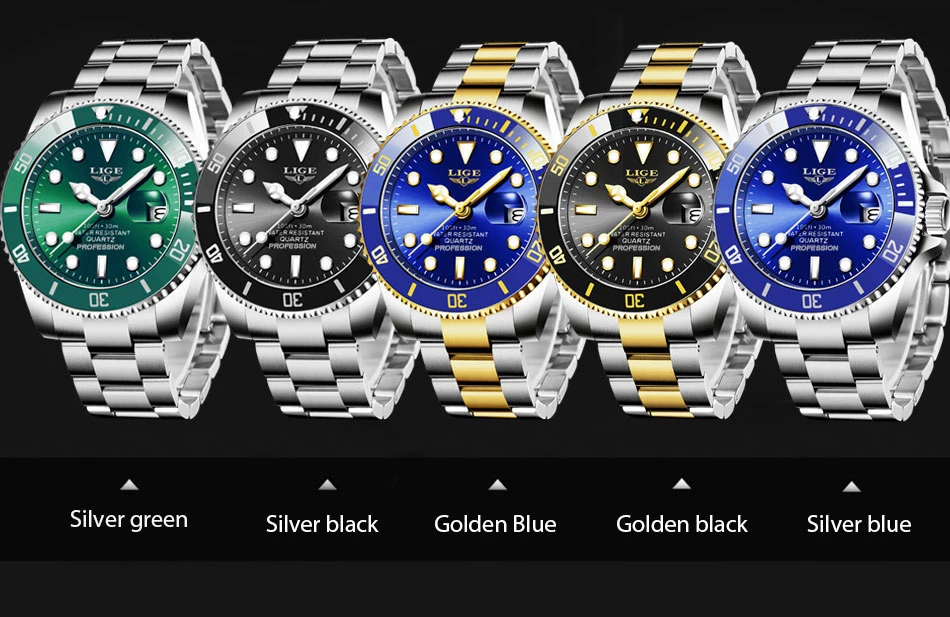 Reloj LIGE Top Brand Luxury Fashion Diver Watch Men Waterproof Date Clock Sport Watches Mens Quartz Wristwatch Relogio Masculino