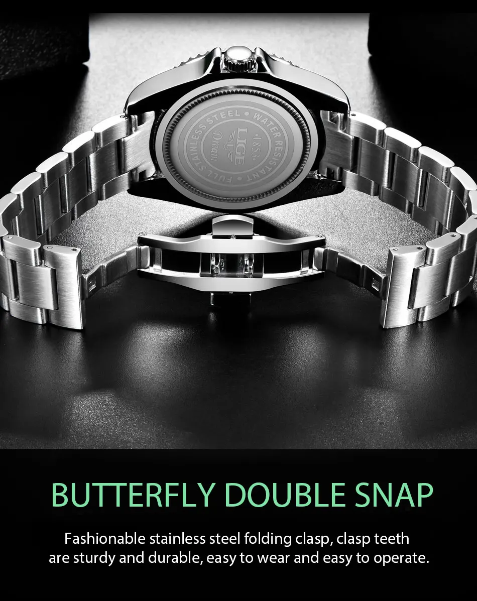 Reloj LIGE Top Brand Luxury Fashion Diver Watch Men Waterproof Date Clock Sport Watches Mens Quartz Wristwatch Relogio Masculino