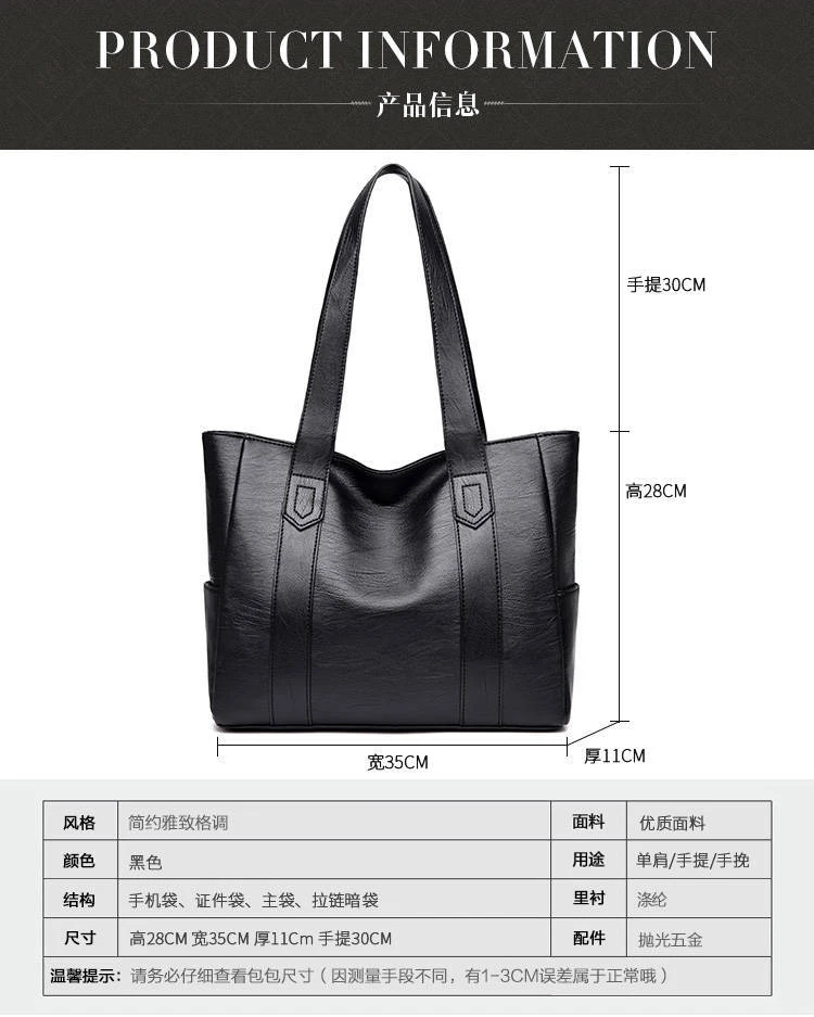 Women PU Leather Large Capacity Shoulder Bag Crossbody Hand Tote Vintage