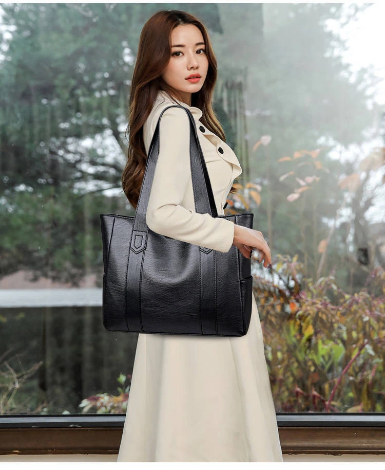 Women PU Leather Large Capacity Shoulder Bag Crossbody Hand Tote Vintage