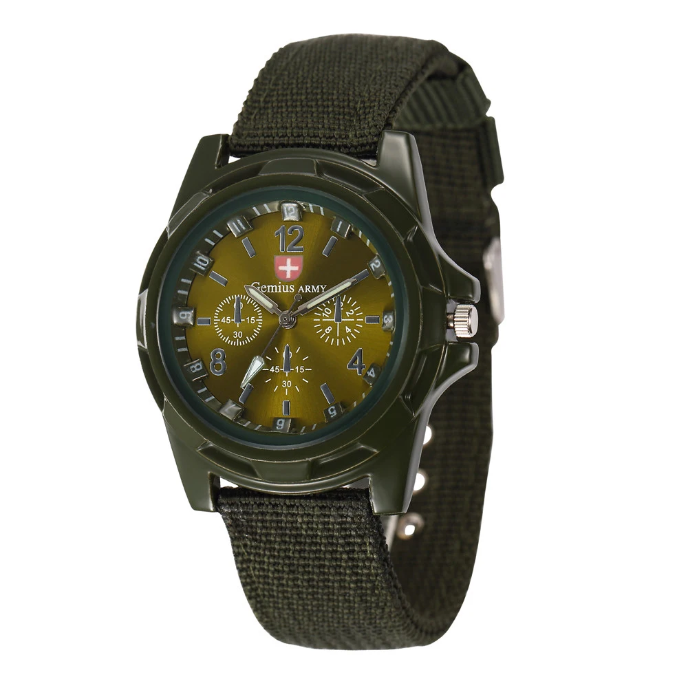 Military Mens Watch Top Brand Army Green Sports Analog Quartz Wristwatch Nylon Band Fashion Casual Men's Clock Relogio Masculino