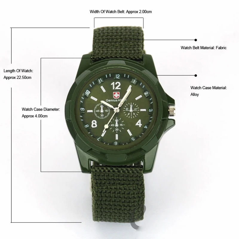 Military Mens Watch Top Brand Army Green Sports Analog Quartz Wristwatch Nylon Band Fashion Casual Men's Clock Relogio Masculino