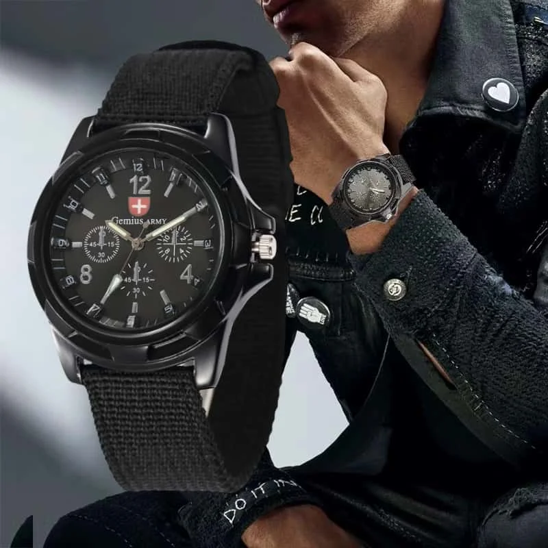 Military Mens Watch Top Brand Army Green Sports Analog Quartz Wristwatch Nylon Band Fashion Casual Men's Clock Relogio Masculino