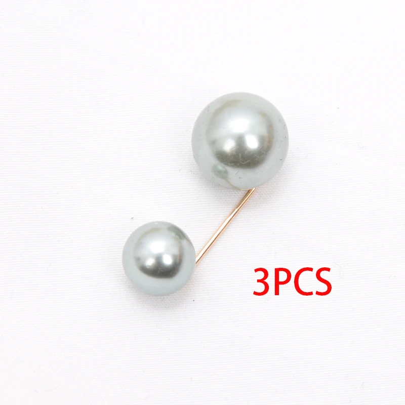 3Pcs/Set Women Double Beads Imitation Pearl Brooch Pins For Sweater Cardigan Clip Coat Dress Anti-Fade Exquisite Elegant Brooche