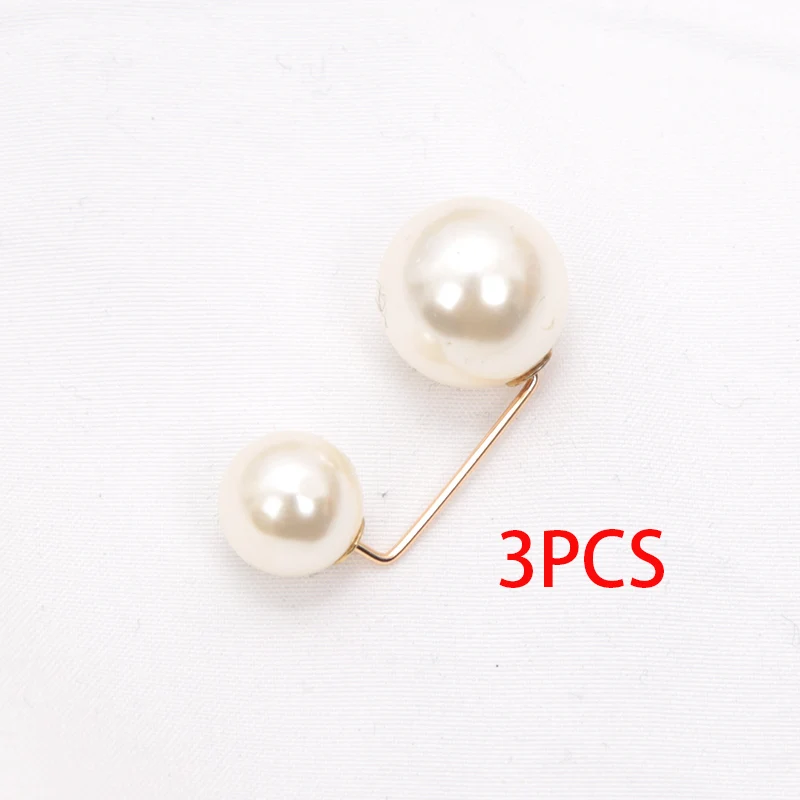 3Pcs/Set Women Double Beads Imitation Pearl Brooch Pins For Sweater Cardigan Clip Coat Dress Anti-Fade Exquisite Elegant Brooche