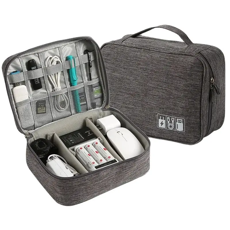 New Travel Digital Data Line Storage Bag Large Capacity Anti-moisture Grid Multi-functional Headphone Charger Finishing-ag