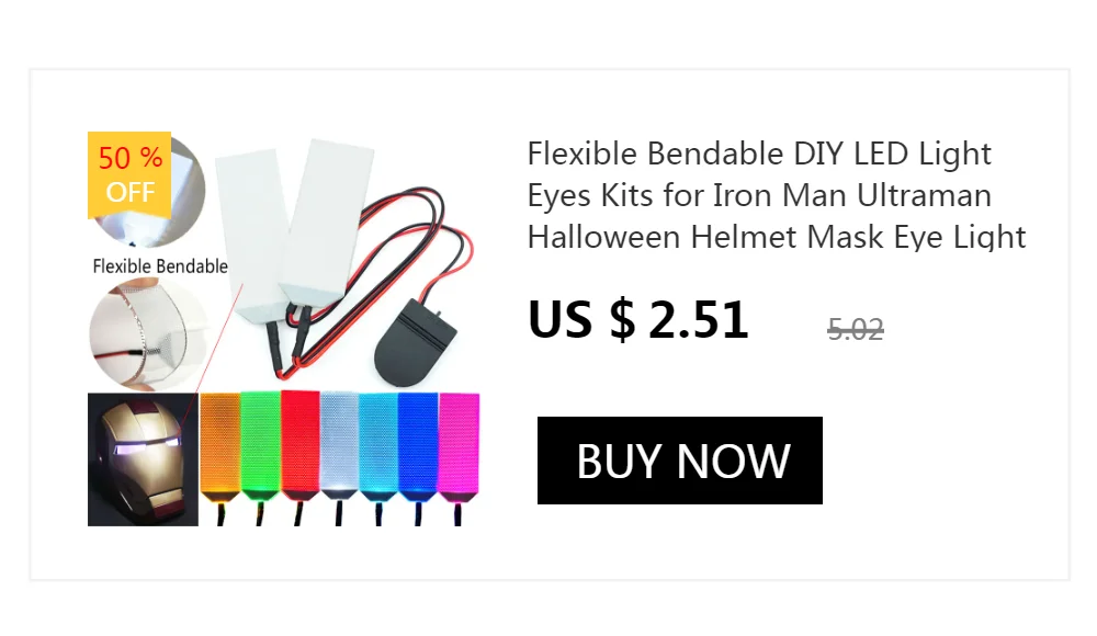 Round Flexible Bendable DIY Led Light Eyes Kits Cosplay Halloween Helmet Masks Eye Light Accessories Can Cropped CR2032