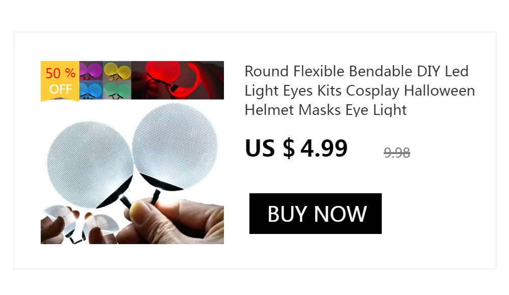 Round Flexible Bendable DIY Led Light Eyes Kits Cosplay Halloween Helmet Masks Eye Light Accessories Can Cropped CR2032