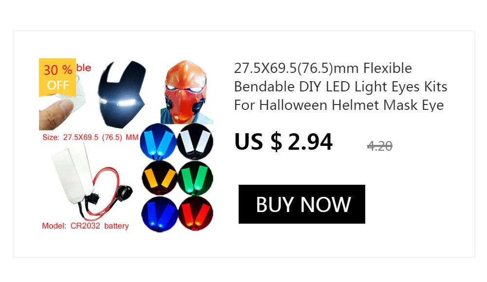 Round Flexible Bendable DIY Led Light Eyes Kits Cosplay Halloween Helmet Masks Eye Light Accessories Can Cropped CR2032