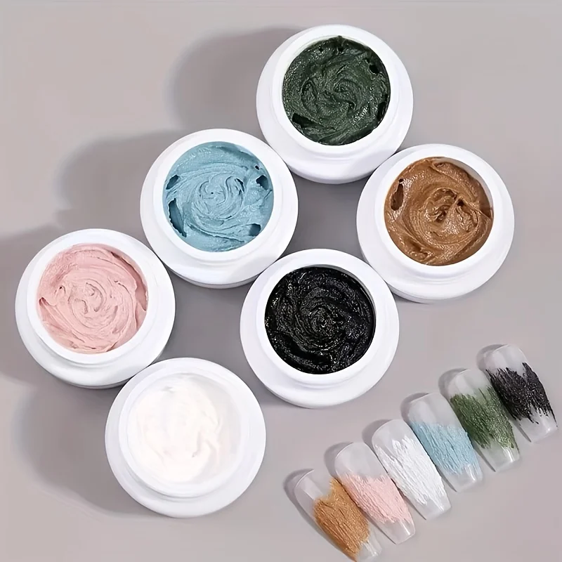 6 Colors Gel Nail Art Plaster Effect 3D Sand Texture No Need Top Coat Gel Polish UV Nail Polish Lacquer Varnish