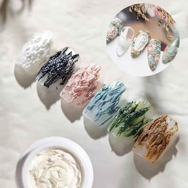 6 Colors Gel Nail Art Plaster Effect 3D Sand Texture No Need Top Coat Gel Polish UV Nail Polish Lacquer Varnish