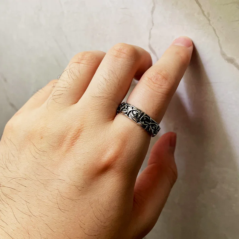 Retro Eternal Vine Ring Silver Color Punk Gothic Vintage Open Ring For Men Women Handmade Designer Jewelry Unisex Accessories