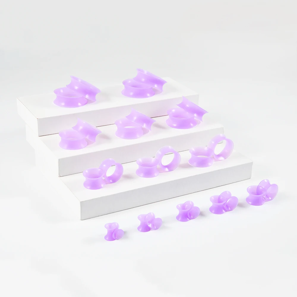1Pair Thin Style Silicone Flexible Double Flared Flesh Ear Tunnel Plugs Gauge Expander Stretchers Piercing Jewelry 3-25mm