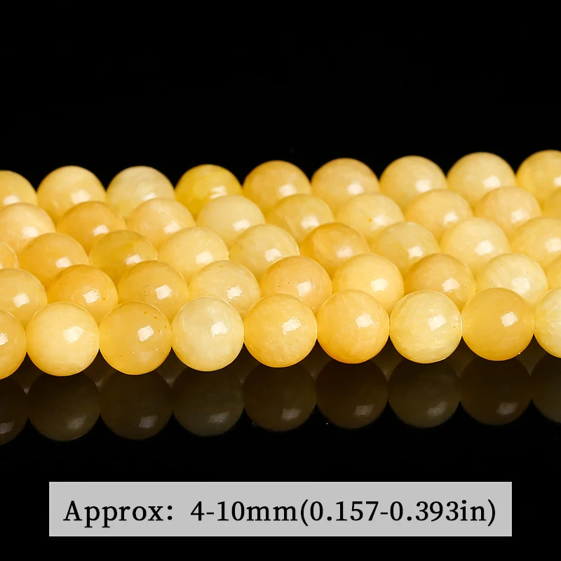 Natural Stone Yellow Jade Bead Round Loose Spacer Jasper Bead 4 6 8 10mm For Jewelry Making Diy Necklace Bracelet Accessories