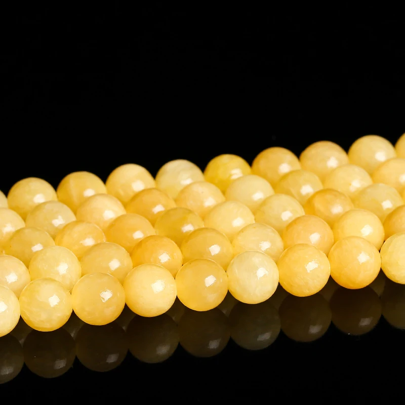 Natural Stone Yellow Jade Bead Round Loose Spacer Jasper Bead 4 6 8 10mm For Jewelry Making Diy Necklace Bracelet Accessories