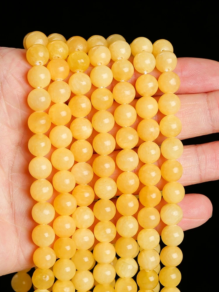 Natural Stone Yellow Jade Bead Round Loose Spacer Jasper Bead 4 6 8 10mm For Jewelry Making Diy Necklace Bracelet Accessories