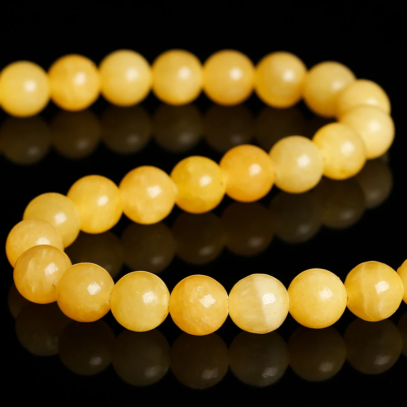Natural Stone Yellow Jade Bead Round Loose Spacer Jasper Bead 4 6 8 10mm For Jewelry Making Diy Necklace Bracelet Accessories