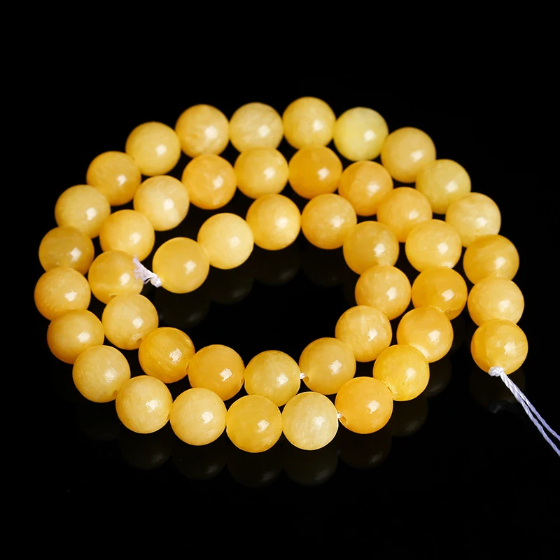 Natural Stone Yellow Jade Bead Round Loose Spacer Jasper Bead 4 6 8 10mm For Jewelry Making Diy Necklace Bracelet Accessories