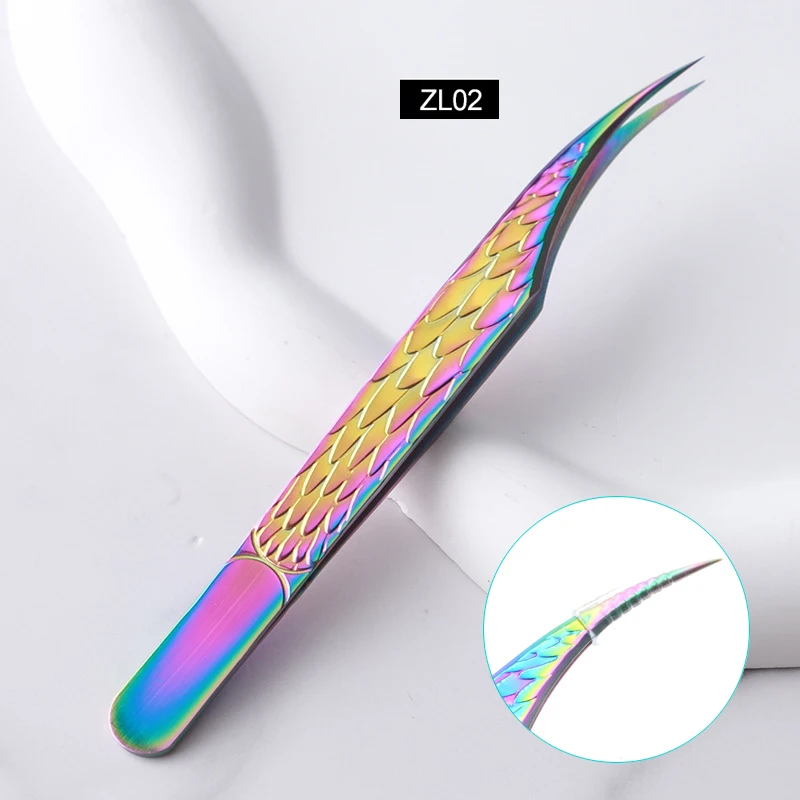 False Eyelash Tweezers Colorful Stainless Steel High Precision Anti-static Eyelash Extension Tweezers Makeup Tools