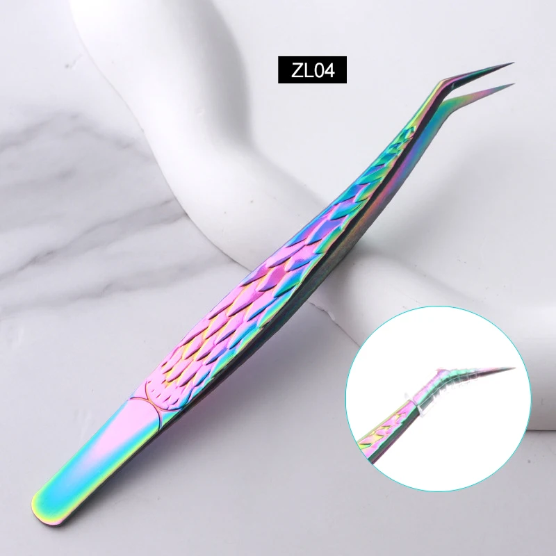 False Eyelash Tweezers Colorful Stainless Steel High Precision Anti-static Eyelash Extension Tweezers Makeup Tools