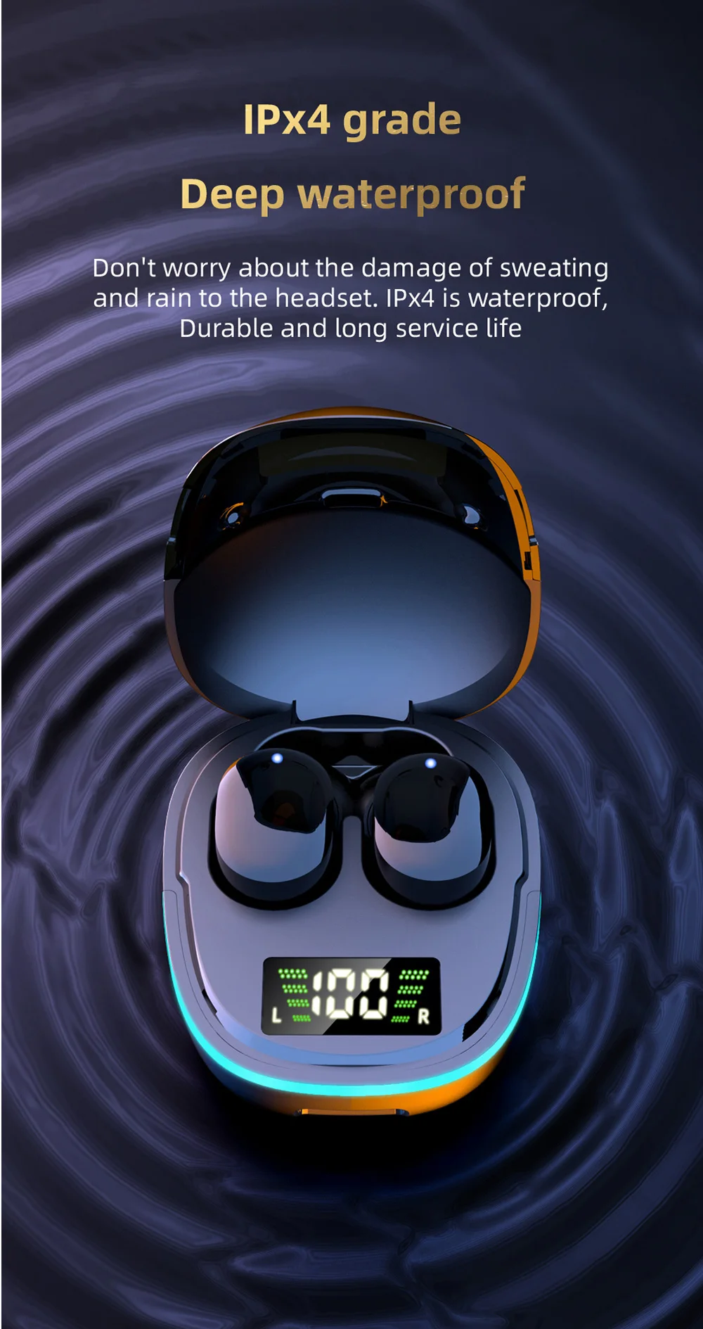 Rockmia Mini TWS Gaming Earphones ETE-73 G9S Bluetooth 5.0 Wireless Earbuds Heavy Bass Deep Sound with Digital LED Display
