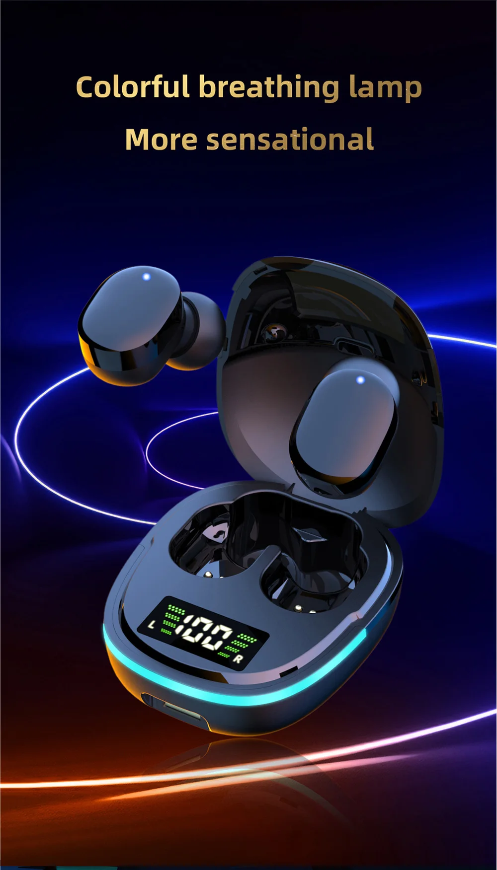 Rockmia Mini TWS Gaming Earphones ETE-73 G9S Bluetooth 5.0 Wireless Earbuds Heavy Bass Deep Sound with Digital LED Display