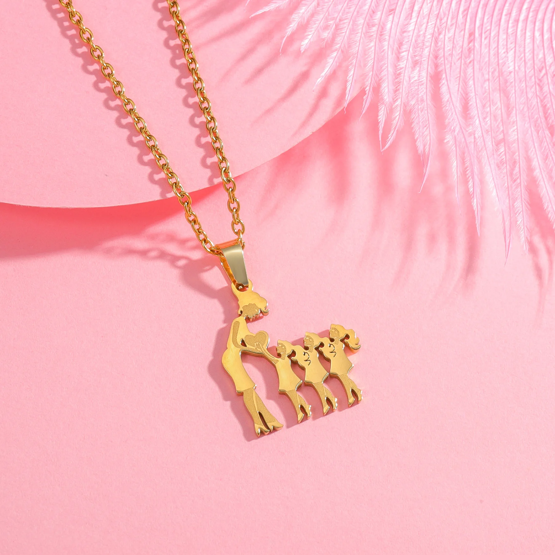 Girls Boy Children Stainless Steel Family Necklaces Mama Pendants Necklace Birthday Gifts For Women Jewelry Mother's Day Jewelry