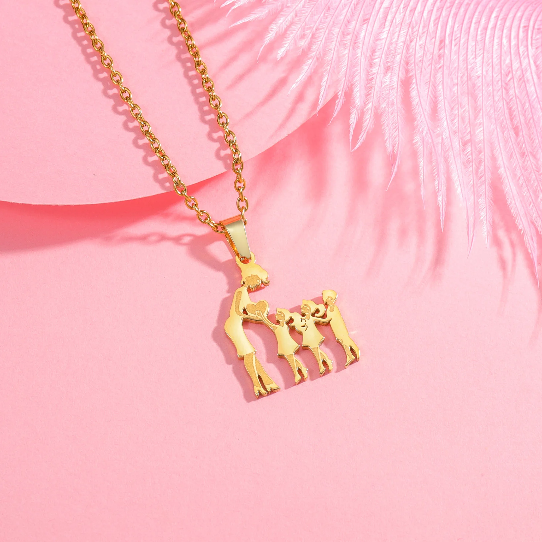 Girls Boy Children Stainless Steel Family Necklaces Mama Pendants Necklace Birthday Gifts For Women Jewelry Mother's Day Jewelry