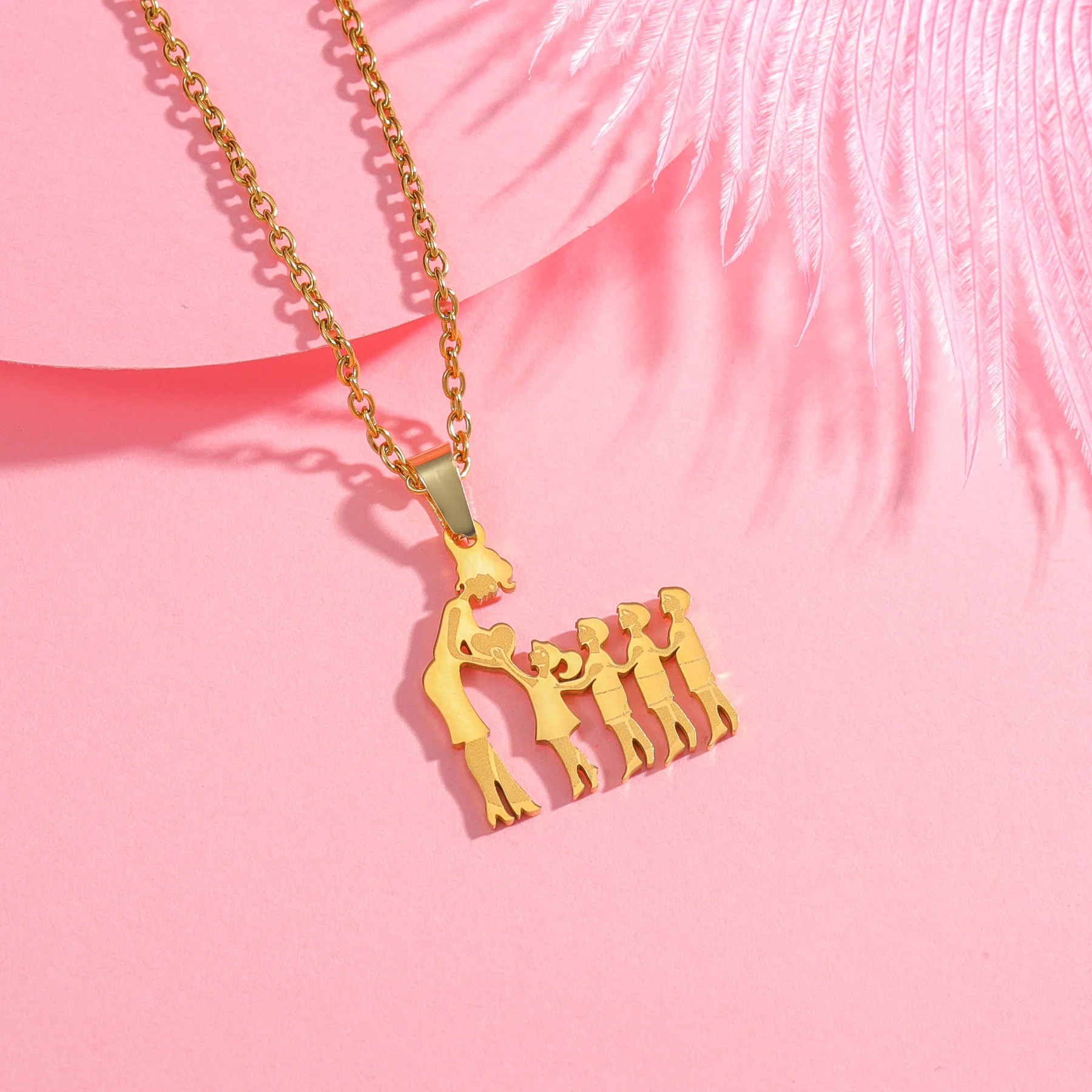 Girls Boy Children Stainless Steel Family Necklaces Mama Pendants Necklace Birthday Gifts For Women Jewelry Mother's Day Jewelry