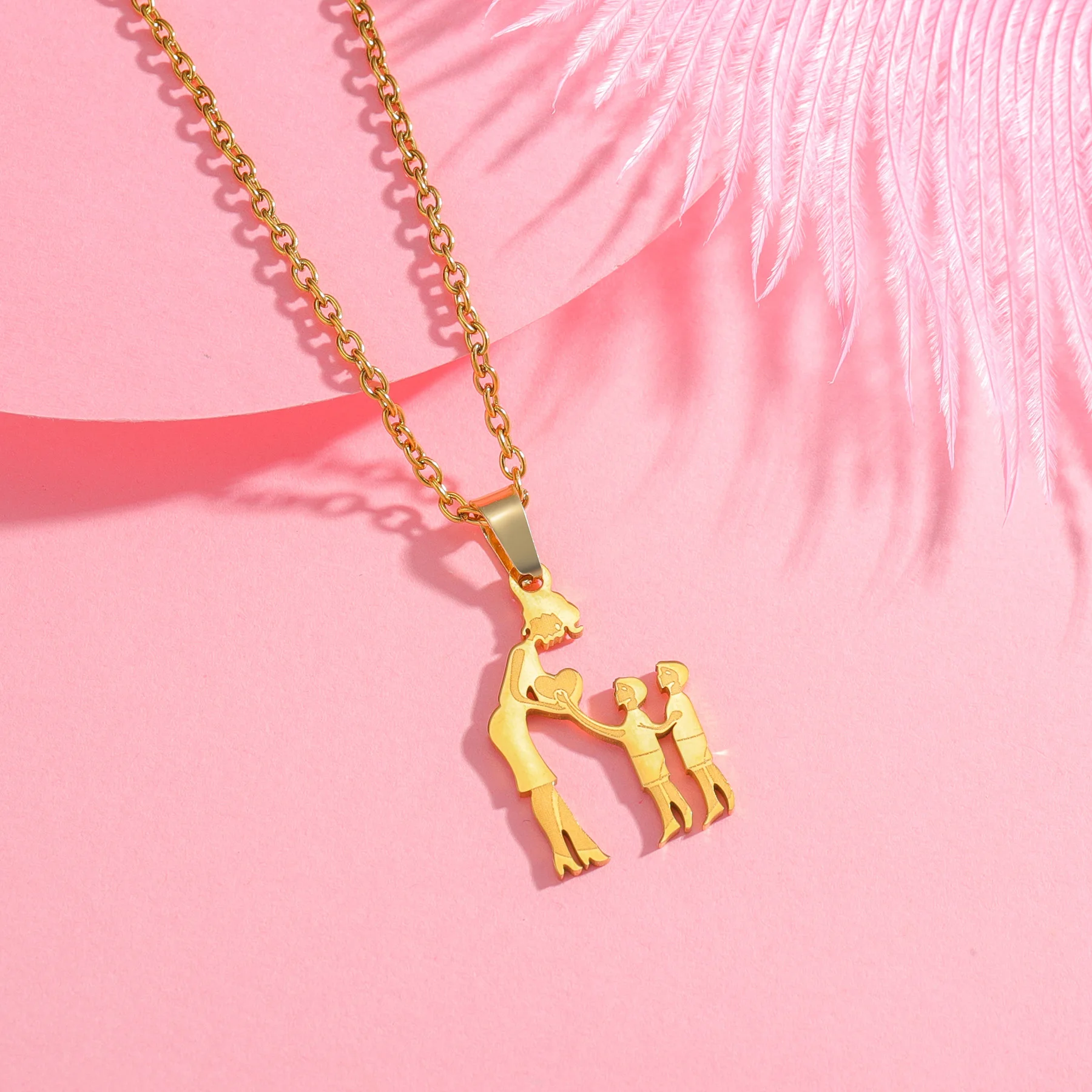Girls Boy Children Stainless Steel Family Necklaces Mama Pendants Necklace Birthday Gifts For Women Jewelry Mother's Day Jewelry