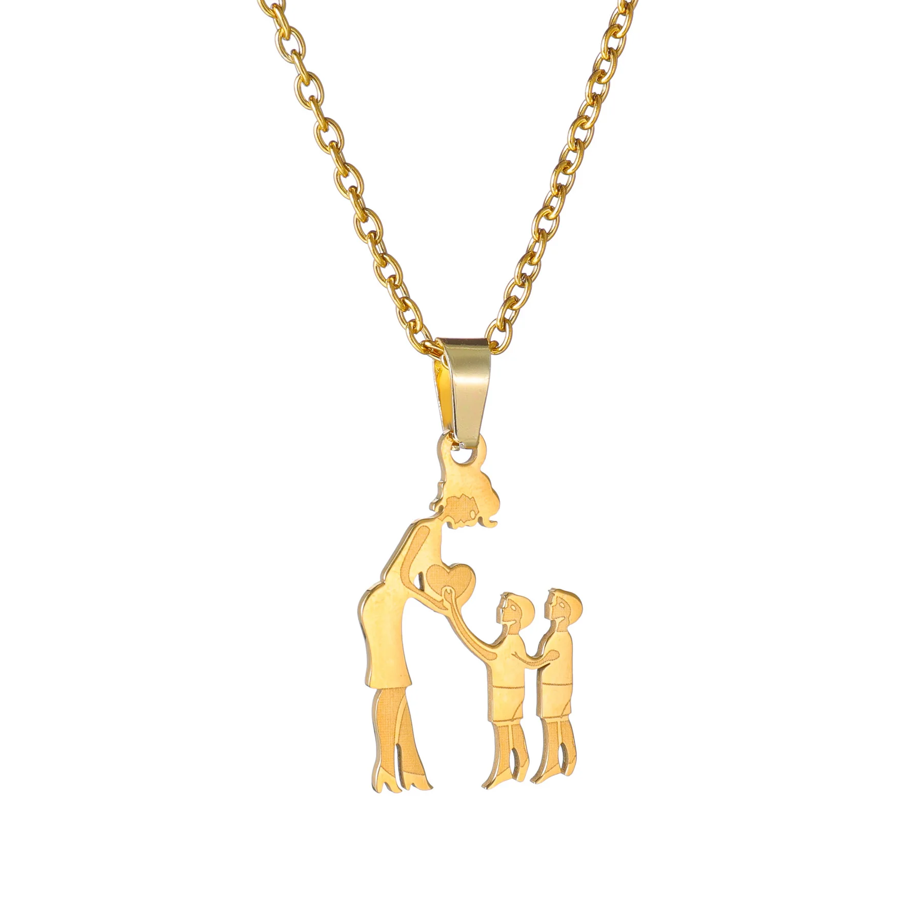 Girls Boy Children Stainless Steel Family Necklaces Mama Pendants Necklace Birthday Gifts For Women Jewelry Mother's Day Jewelry