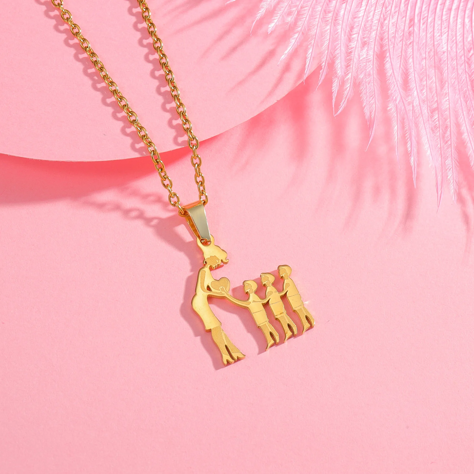 Girls Boy Children Stainless Steel Family Necklaces Mama Pendants Necklace Birthday Gifts For Women Jewelry Mother's Day Jewelry
