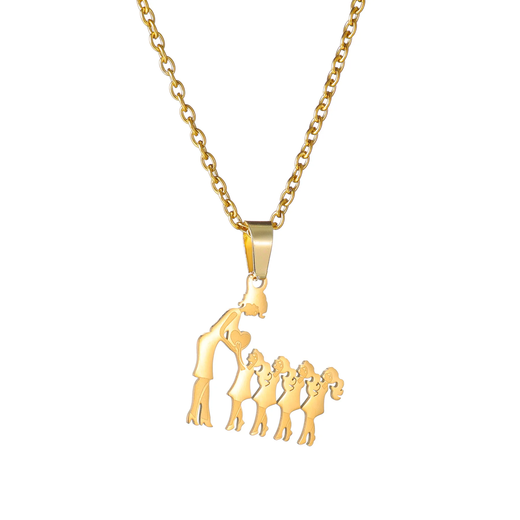 Girls Boy Children Stainless Steel Family Necklaces Mama Pendants Necklace Birthday Gifts For Women Jewelry Mother's Day Jewelry