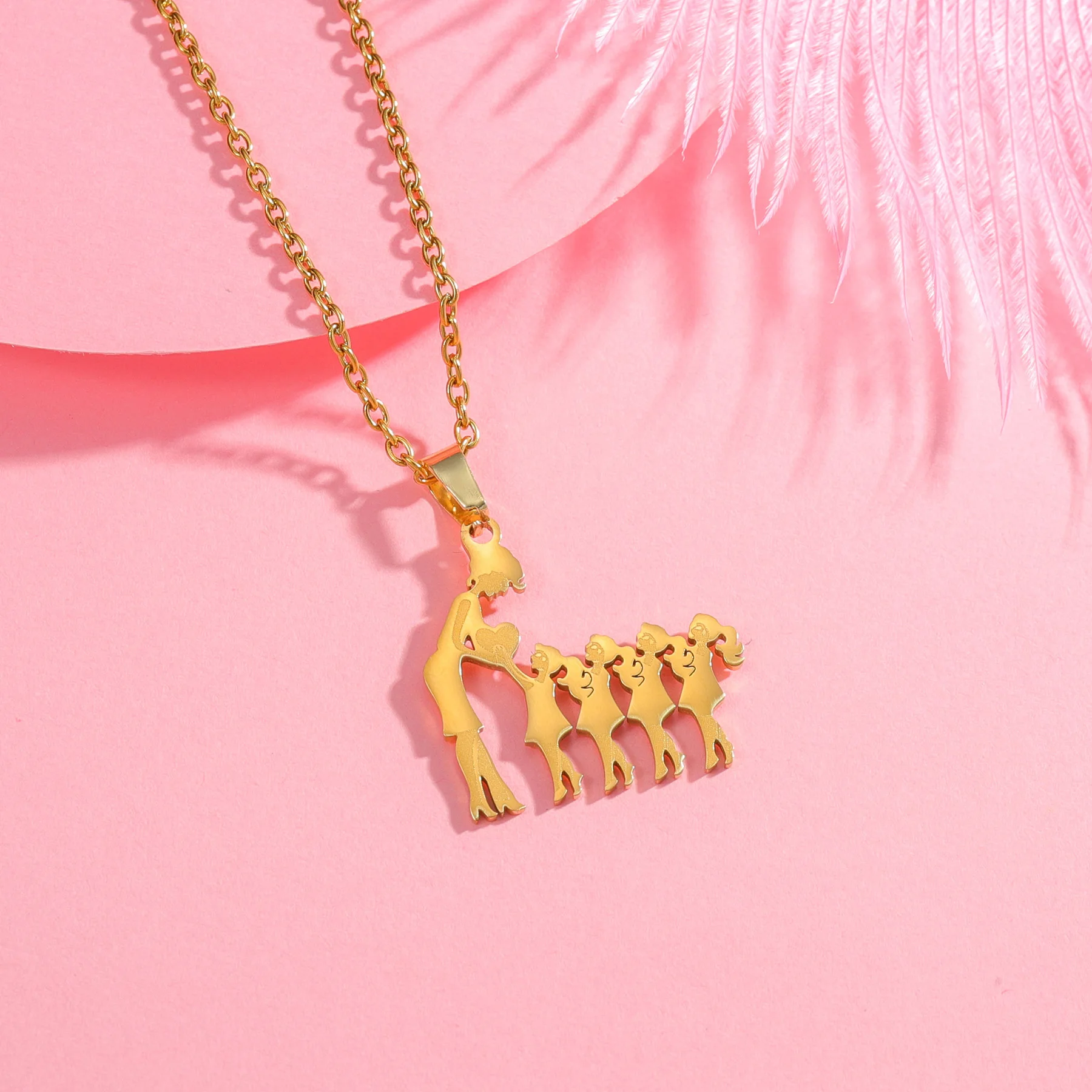 Girls Boy Children Stainless Steel Family Necklaces Mama Pendants Necklace Birthday Gifts For Women Jewelry Mother's Day Jewelry