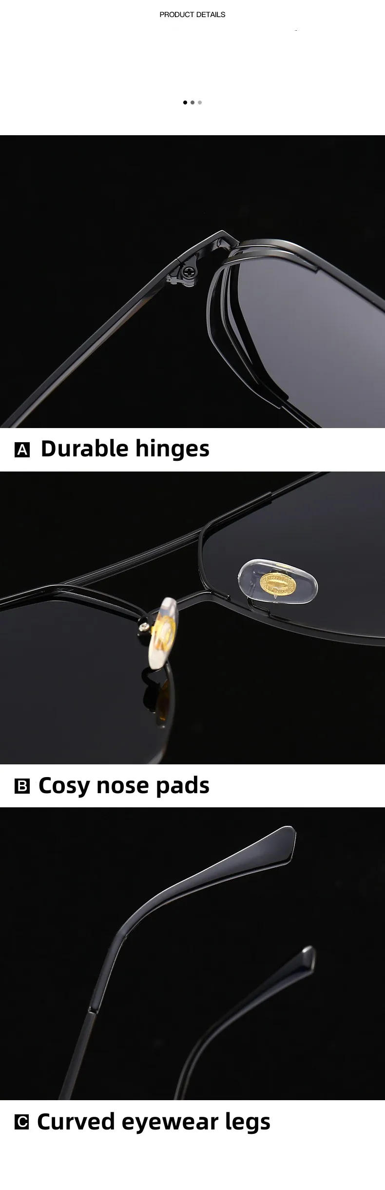 KAMMPT Oversized Vintage Sunglasses Men Women Fashion Polarized Photochromic Shades Eyewear Double Bridge Driving Sun Glasses