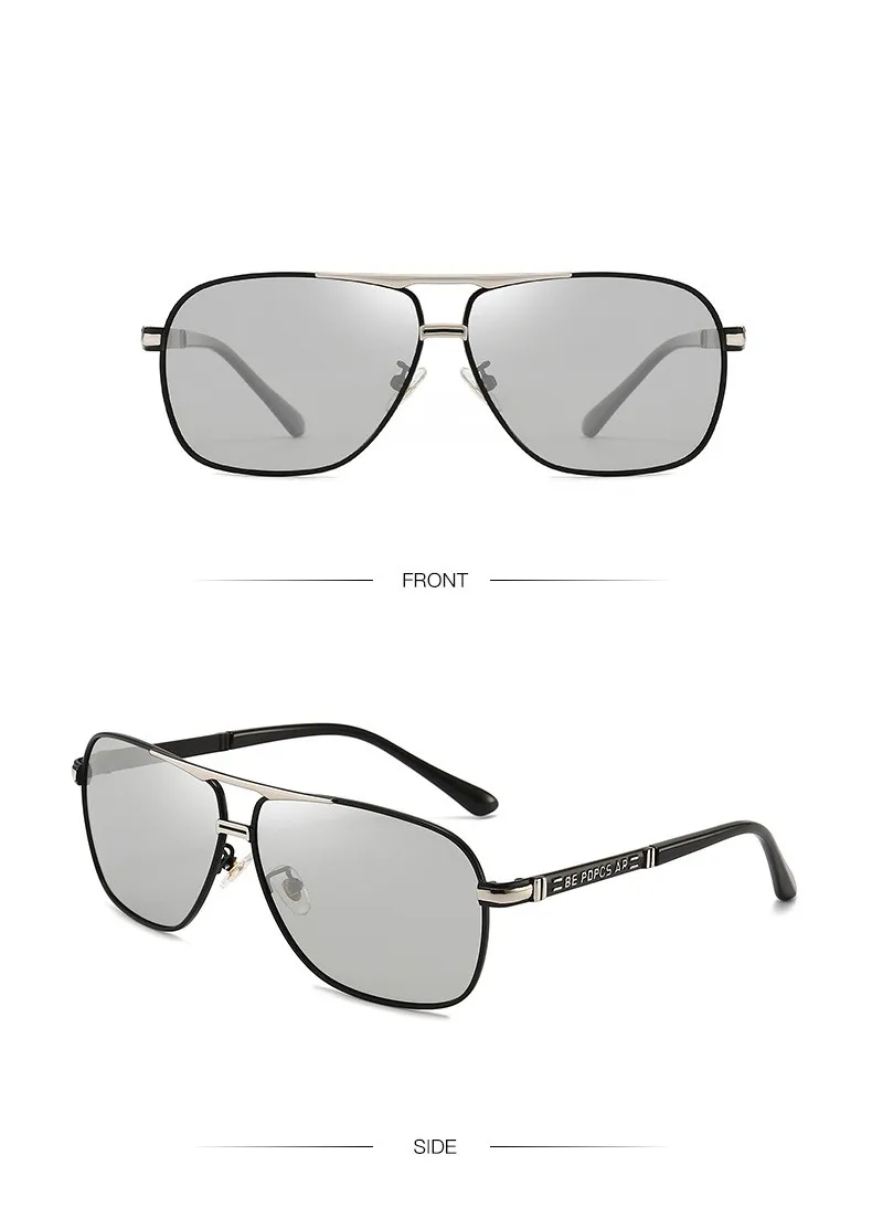 KAMMPT Oversized Vintage Sunglasses Men Women Fashion Polarized Photochromic Shades Eyewear Double Bridge Driving Sun Glasses