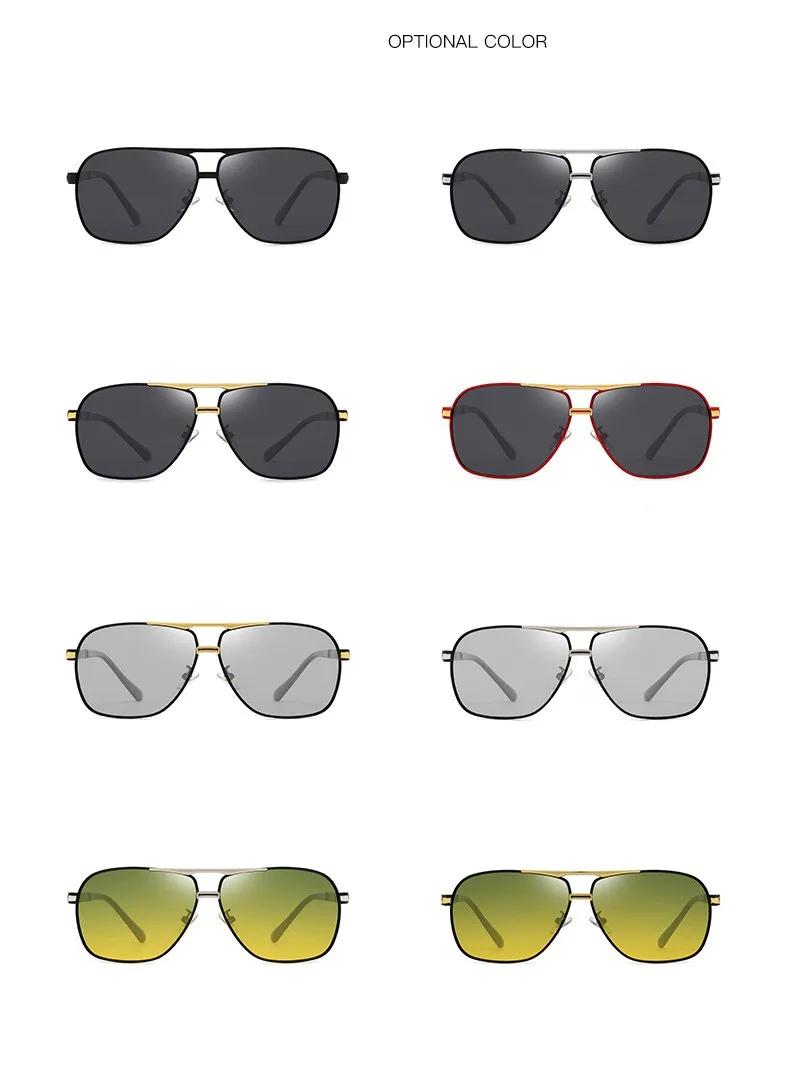 KAMMPT Oversized Vintage Sunglasses Men Women Fashion Polarized Photochromic Shades Eyewear Double Bridge Driving Sun Glasses