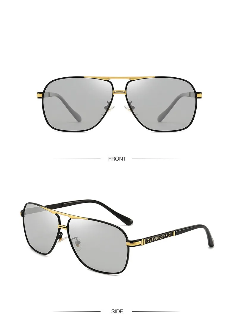 KAMMPT Oversized Vintage Sunglasses Men Women Fashion Polarized Photochromic Shades Eyewear Double Bridge Driving Sun Glasses