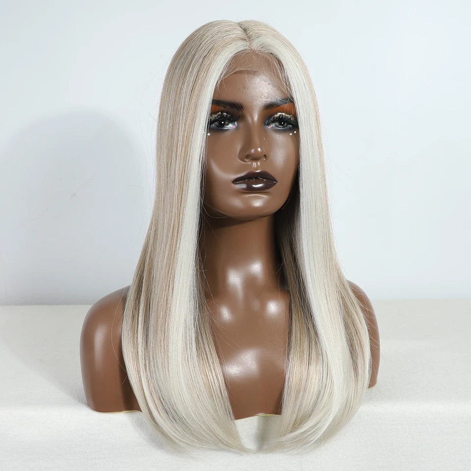 FREEDOM Hair Synthetic Lace Front Wigs For Black Women Straight Bob Wigs 22 inch Easy Wear Ombre Brown Blonde Wig Cosplay Wig