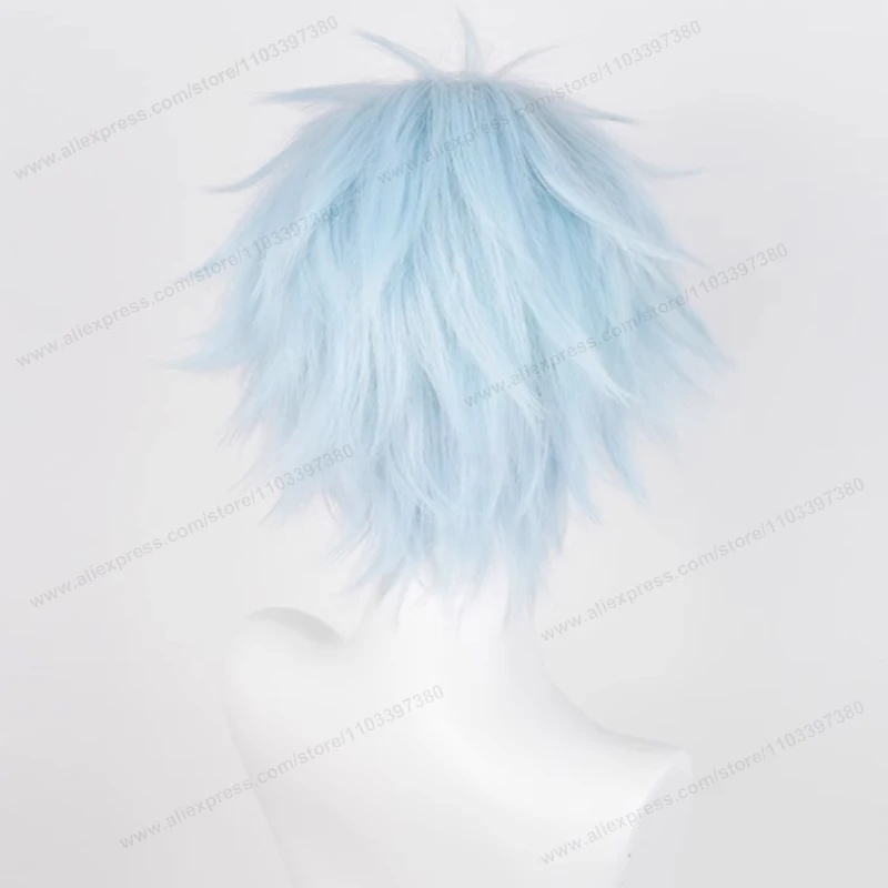 Okazaki Shinichi Cosplay Wig 30cm Light Blue Fluffy Man Hair High Quality Anime NANA Heat Resistant Synthetic Wigs