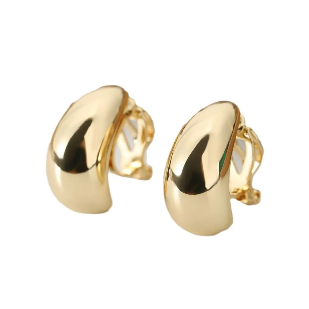 New French Light Luxury Droplet Shaped Ear Clip with No Ear Holes, High Grade, Simple and Smooth Female Earrings Accessories
