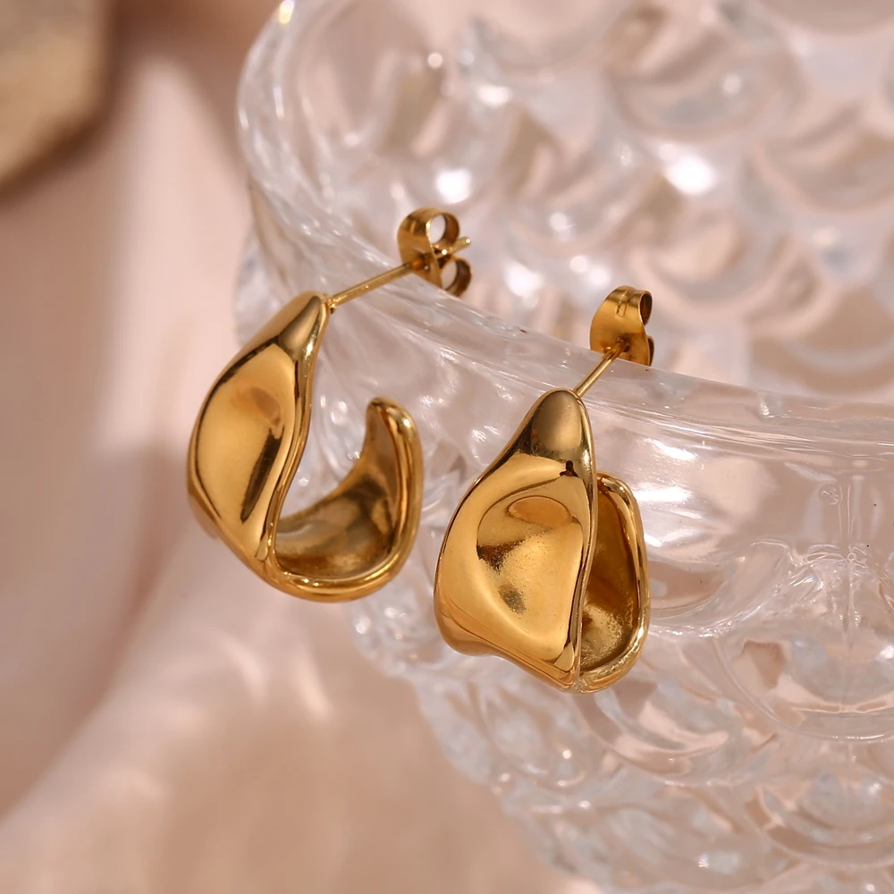 E.B.belle Abstract Geometric Trapezoid Shape Creole Stainless Steel Earrings For Woman Unusual Earrings Women's Ear Creoles