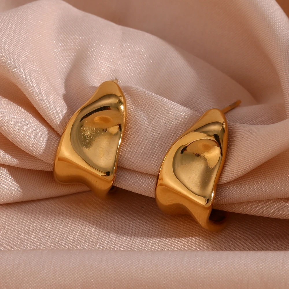 E.B.belle Abstract Geometric Trapezoid Shape Creole Stainless Steel Earrings For Woman Unusual Earrings Women's Ear Creoles