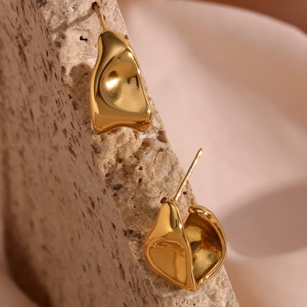 E.B.belle Abstract Geometric Trapezoid Shape Creole Stainless Steel Earrings For Woman Unusual Earrings Women's Ear Creoles