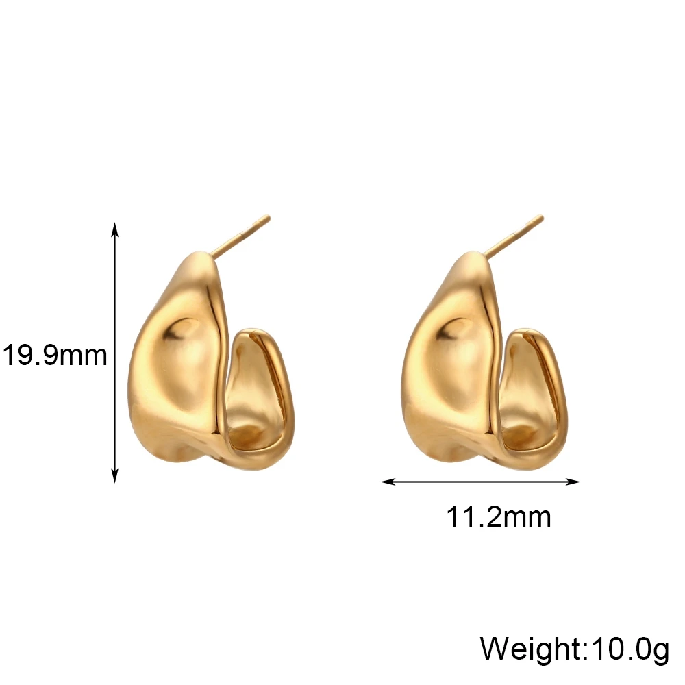 E.B.belle Abstract Geometric Trapezoid Shape Creole Stainless Steel Earrings For Woman Unusual Earrings Women's Ear Creoles