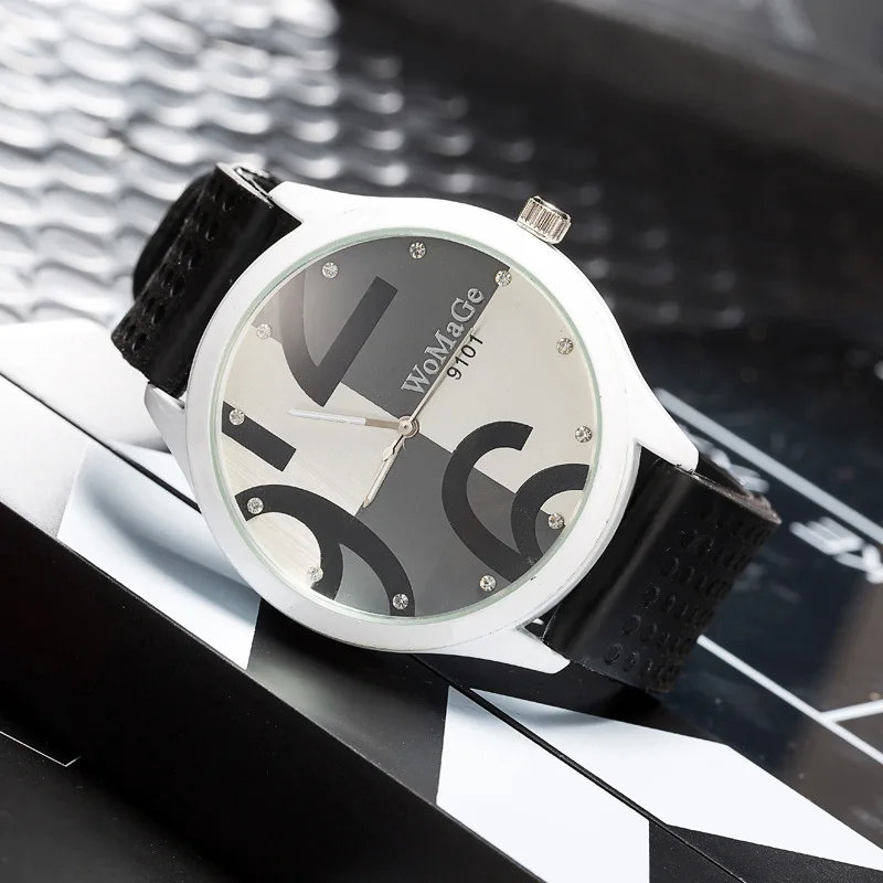 Womage Watch Women Green Watches Fashion Big Number Quartz Wristwatches Women Ladies Gilrs Silicone Sports Watches reloj mujer