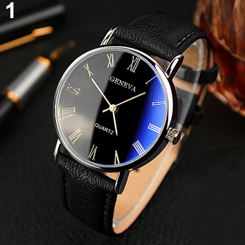 Hot Sale Geneva Men Watches Fashion Casual Men's Watches Leather Band Analog Quartz Wristwatches relogio masculino reloj hombre